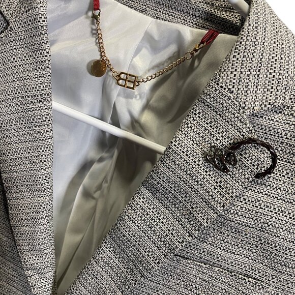 Elie Balleh Boys Gray/Black Textured Button-Front Blazer 8 - Picture 2 of 5